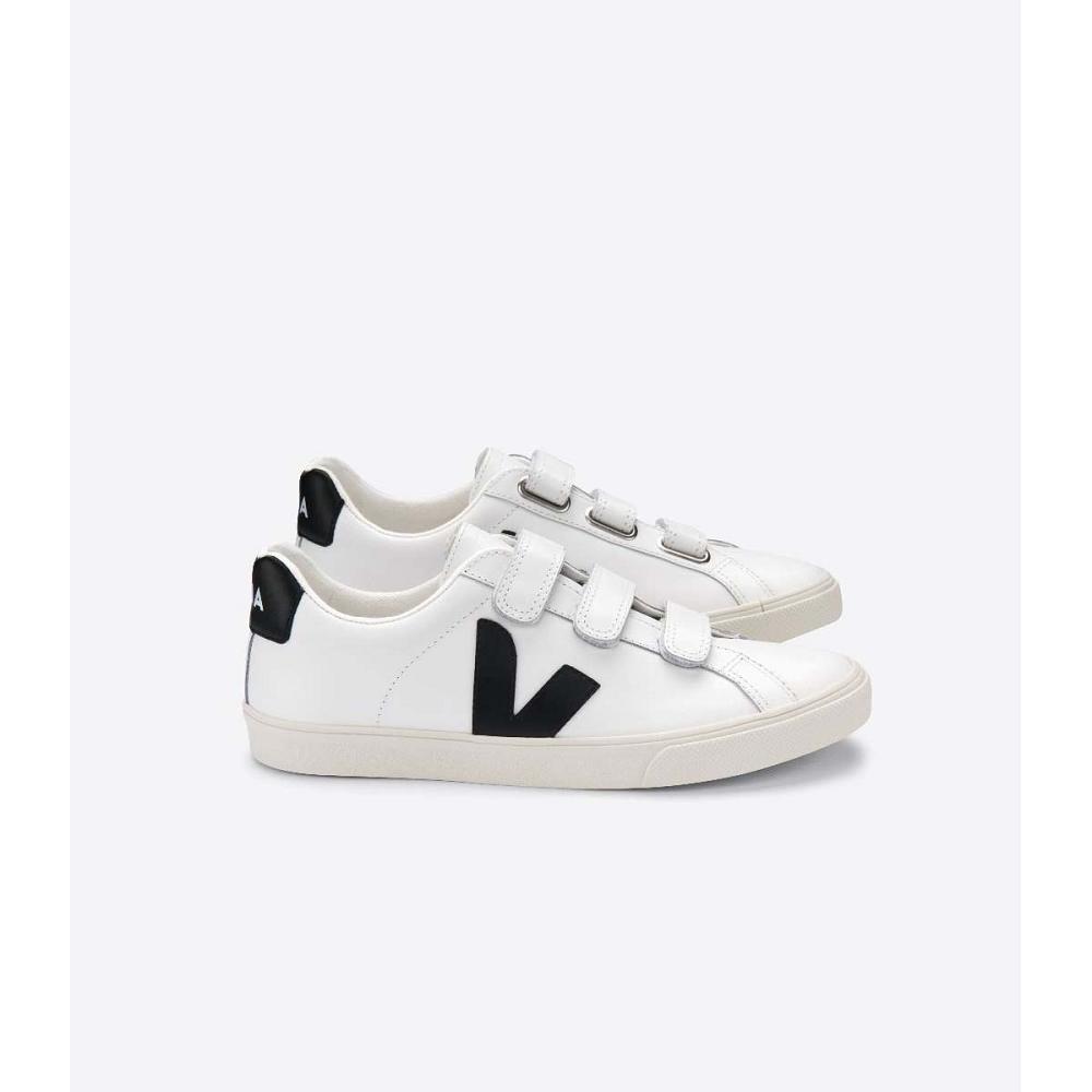 White/Black Men\'s Veja 3-LOCK LEATHER Sneakers | AU 300NWY